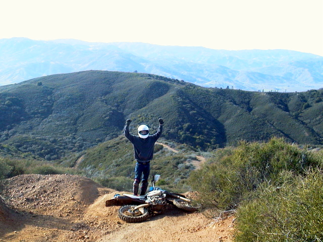 David celebrates crashing Mike's bike