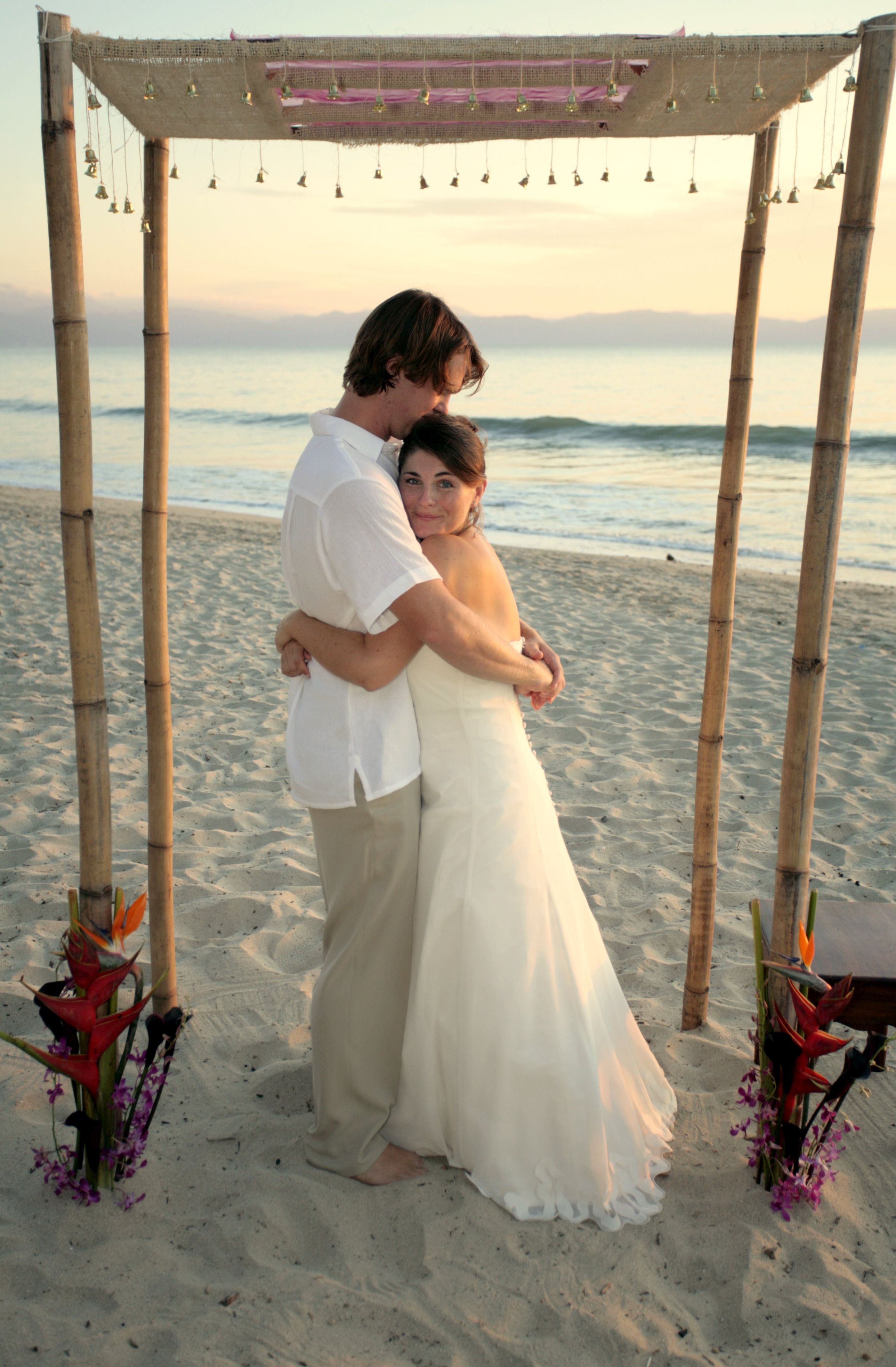 Sara and William under the bell gazebo