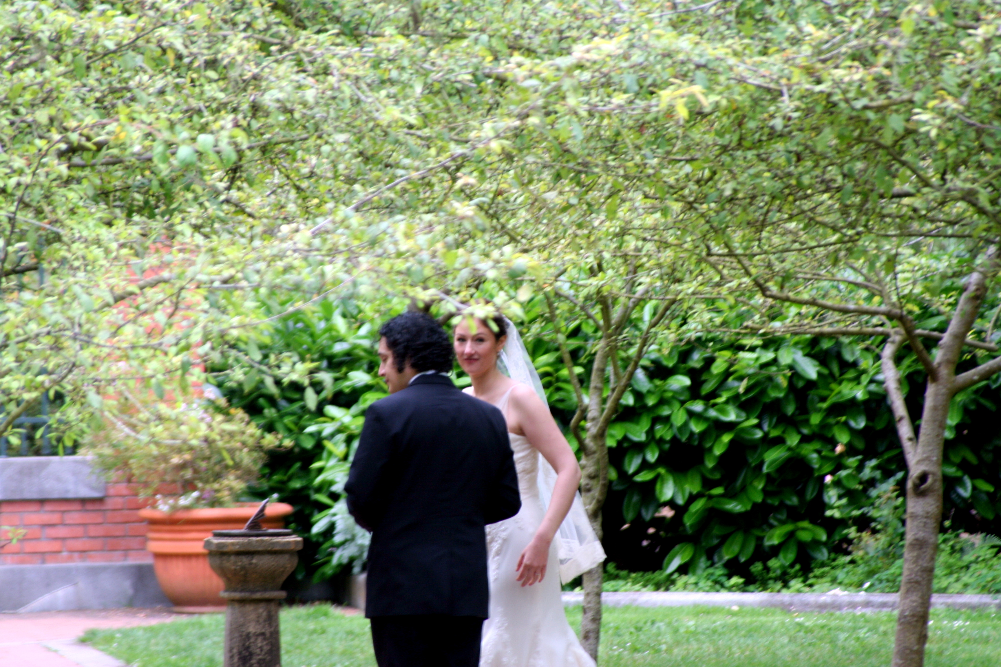Bride and Groom escaping after the wedding