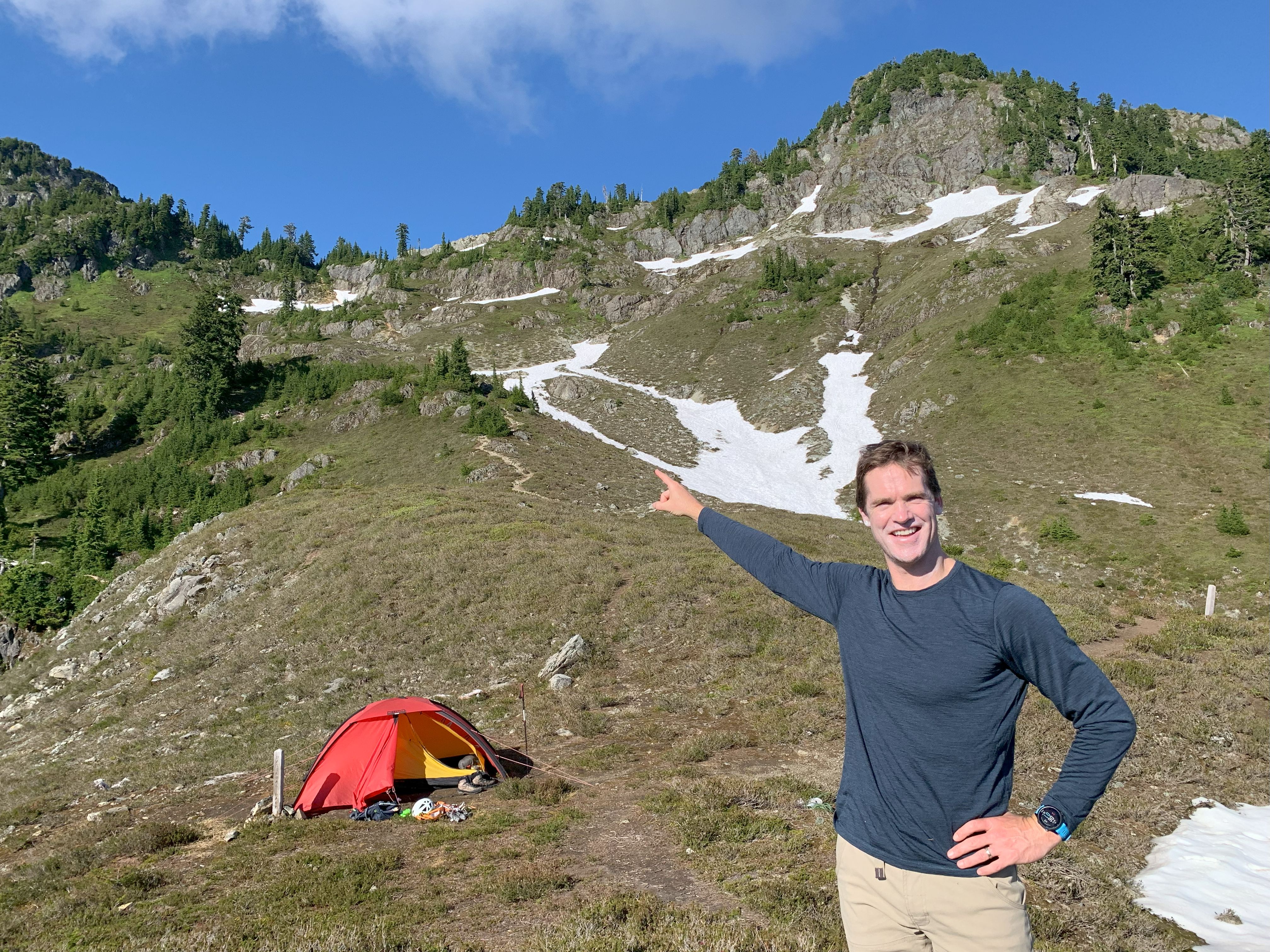 Campsite and summit path