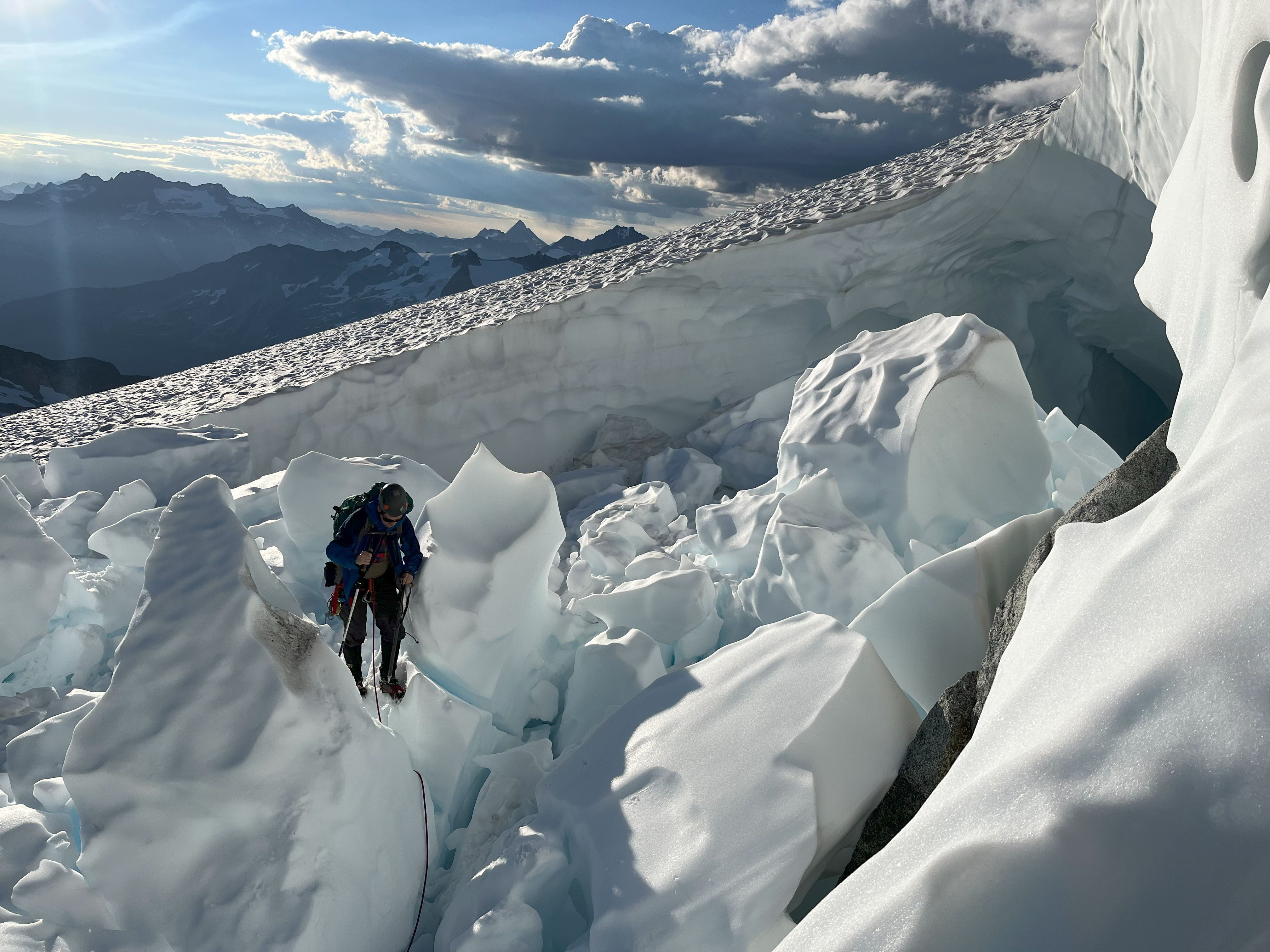 Snow bridge to rocky ridge