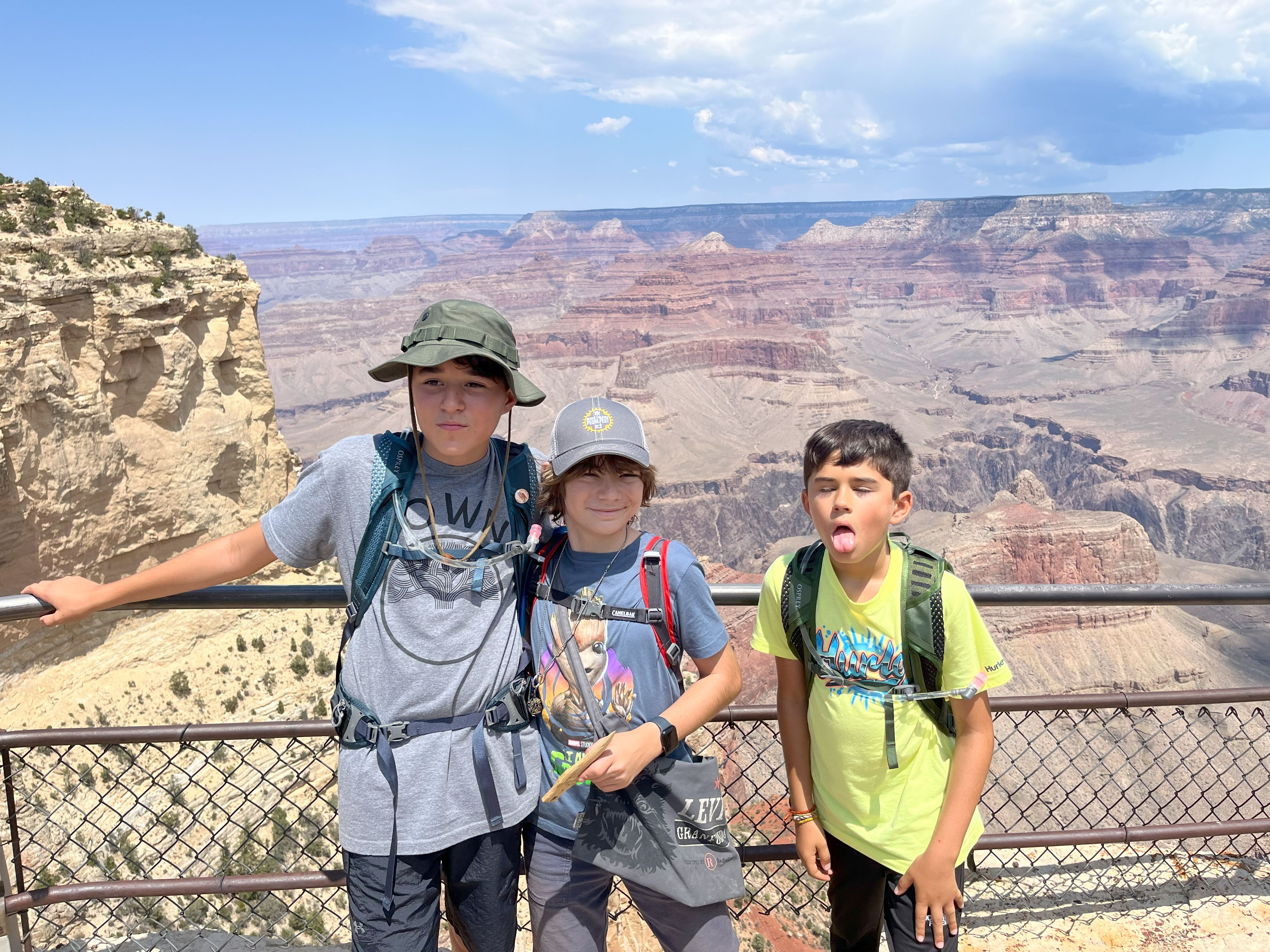 Orion, Charlie, and Quinn on the Rim Trail