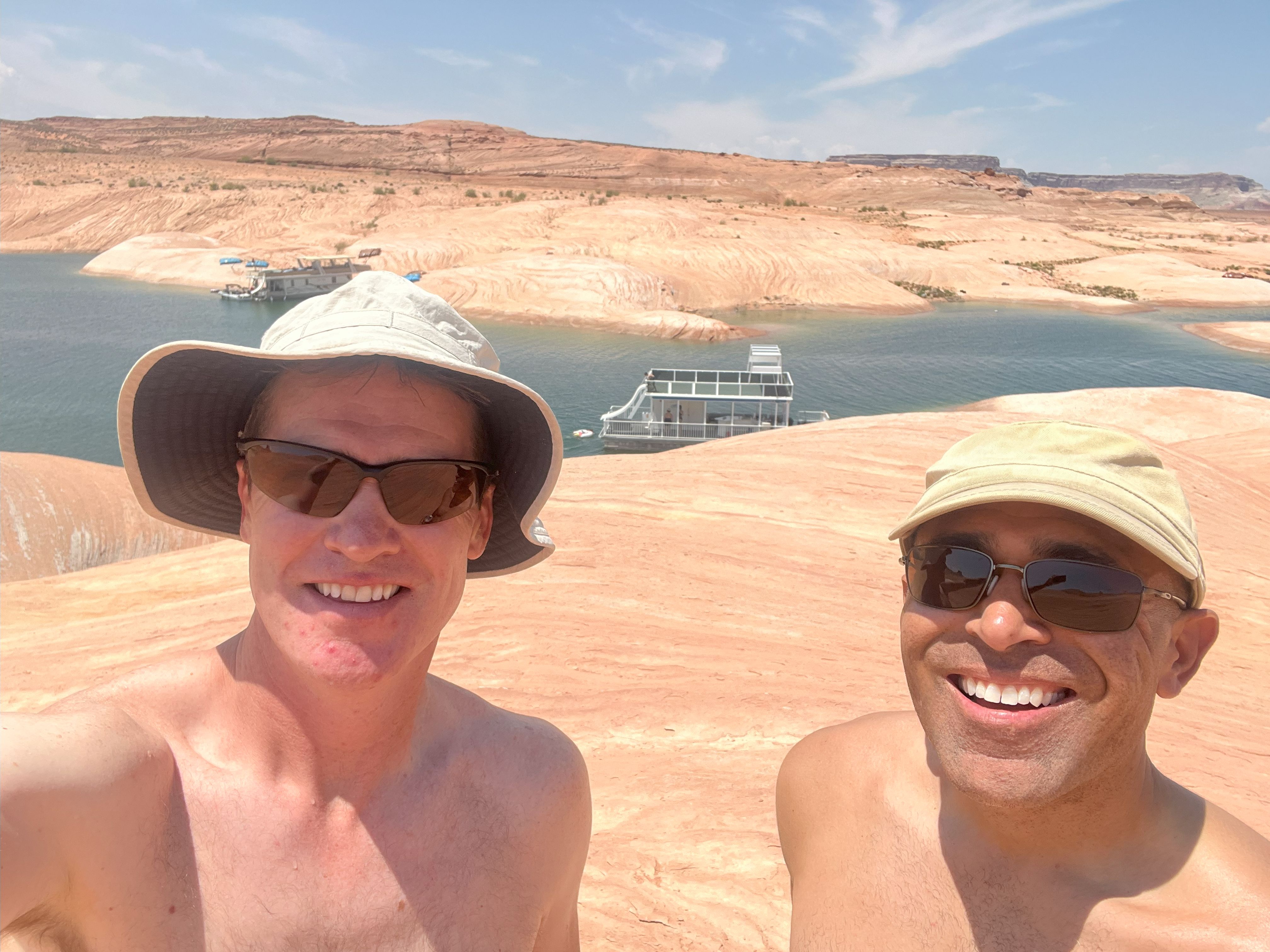 William and Ed climbing the rocks