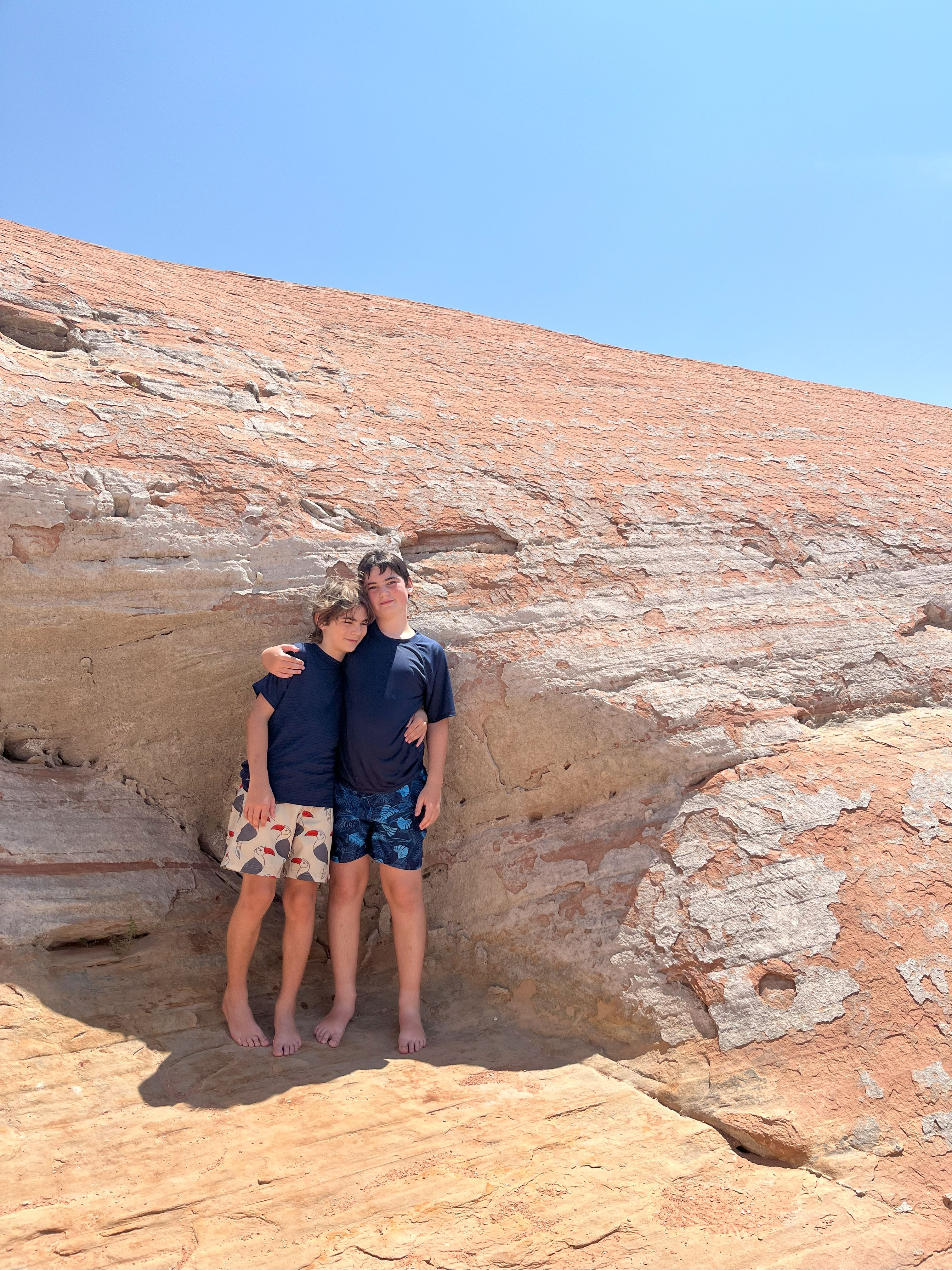Miles and Charlie on the rocks