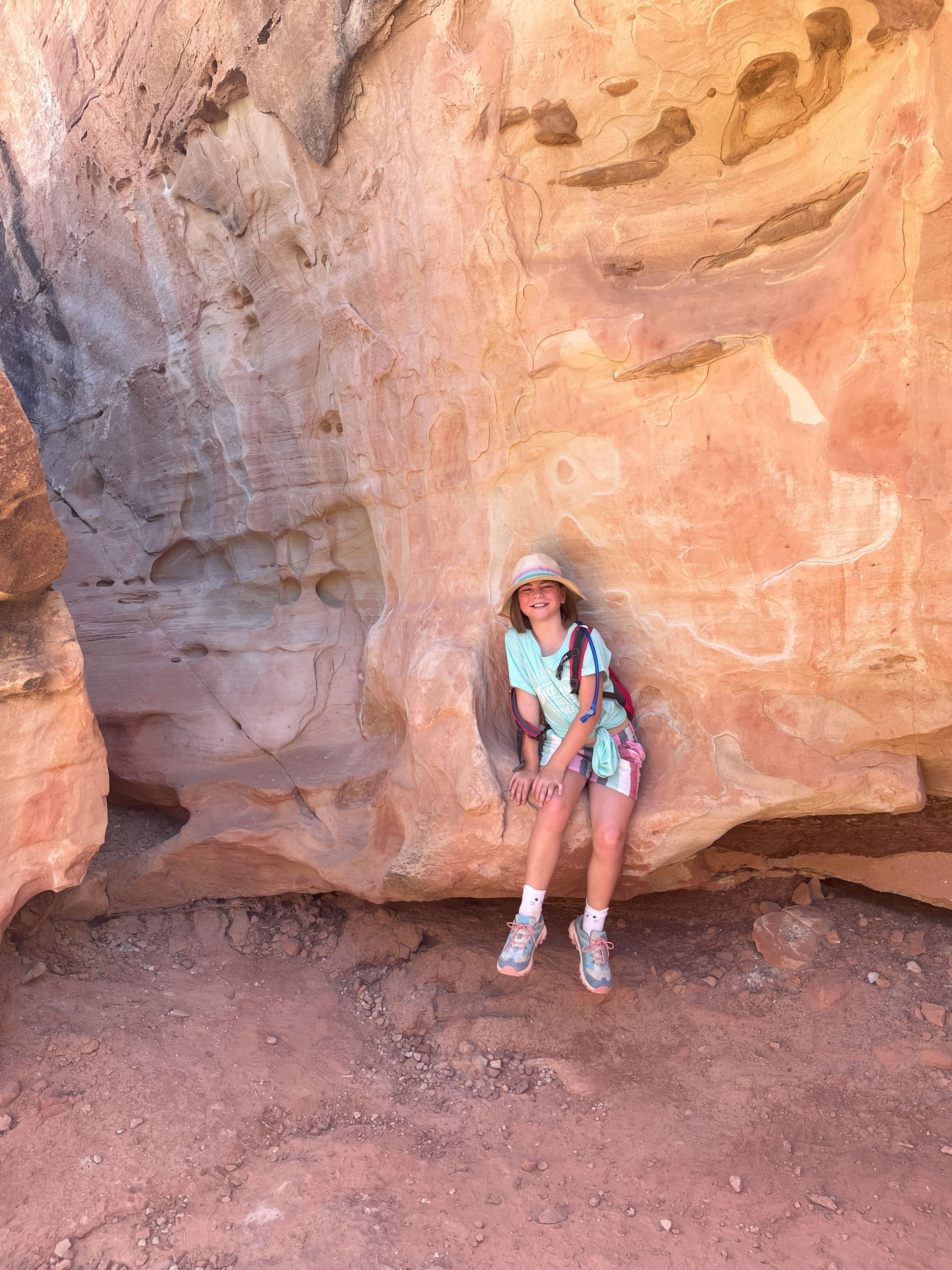 Harriet hugging the rock
