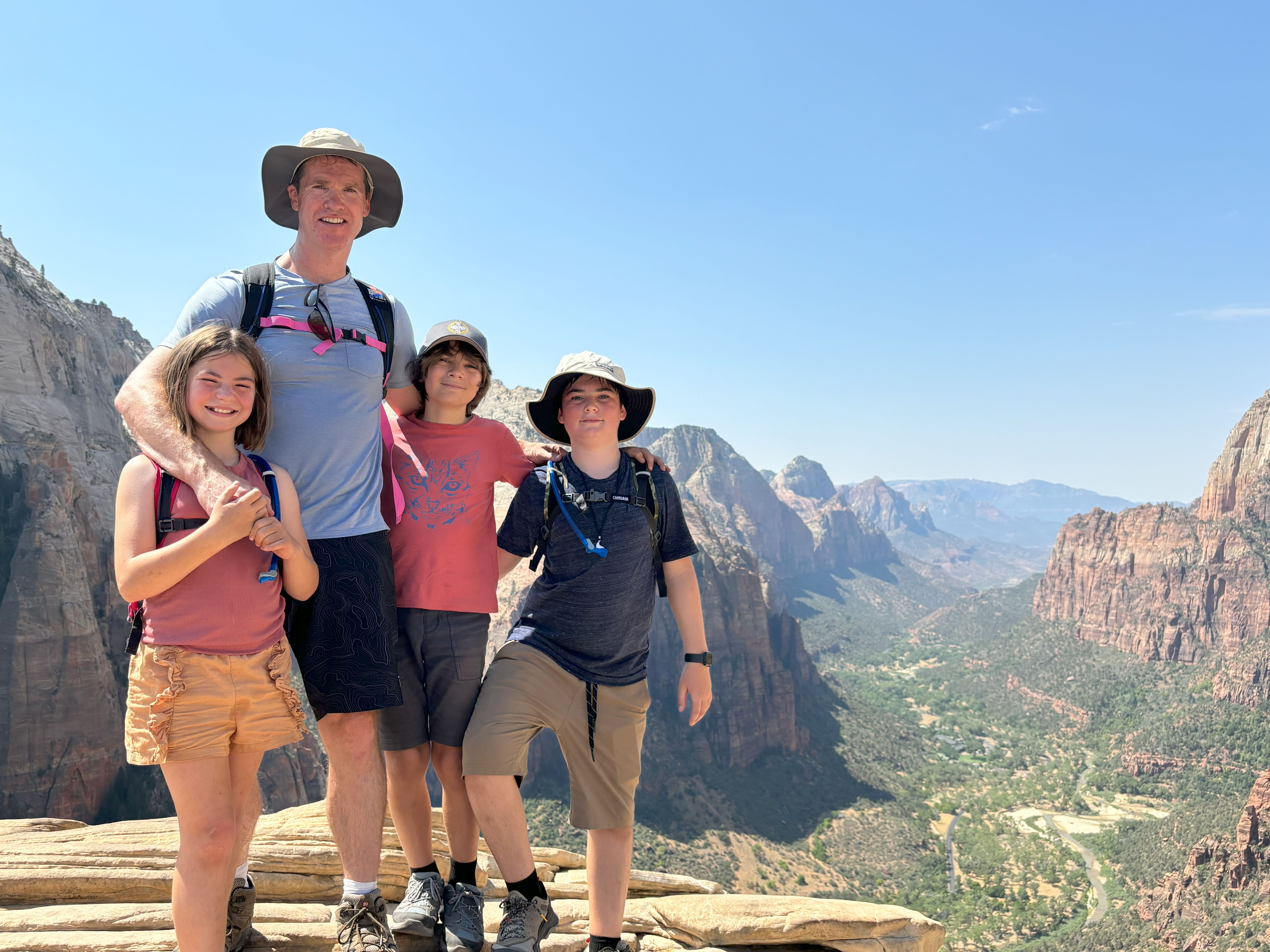 Kids and me with south canyon views