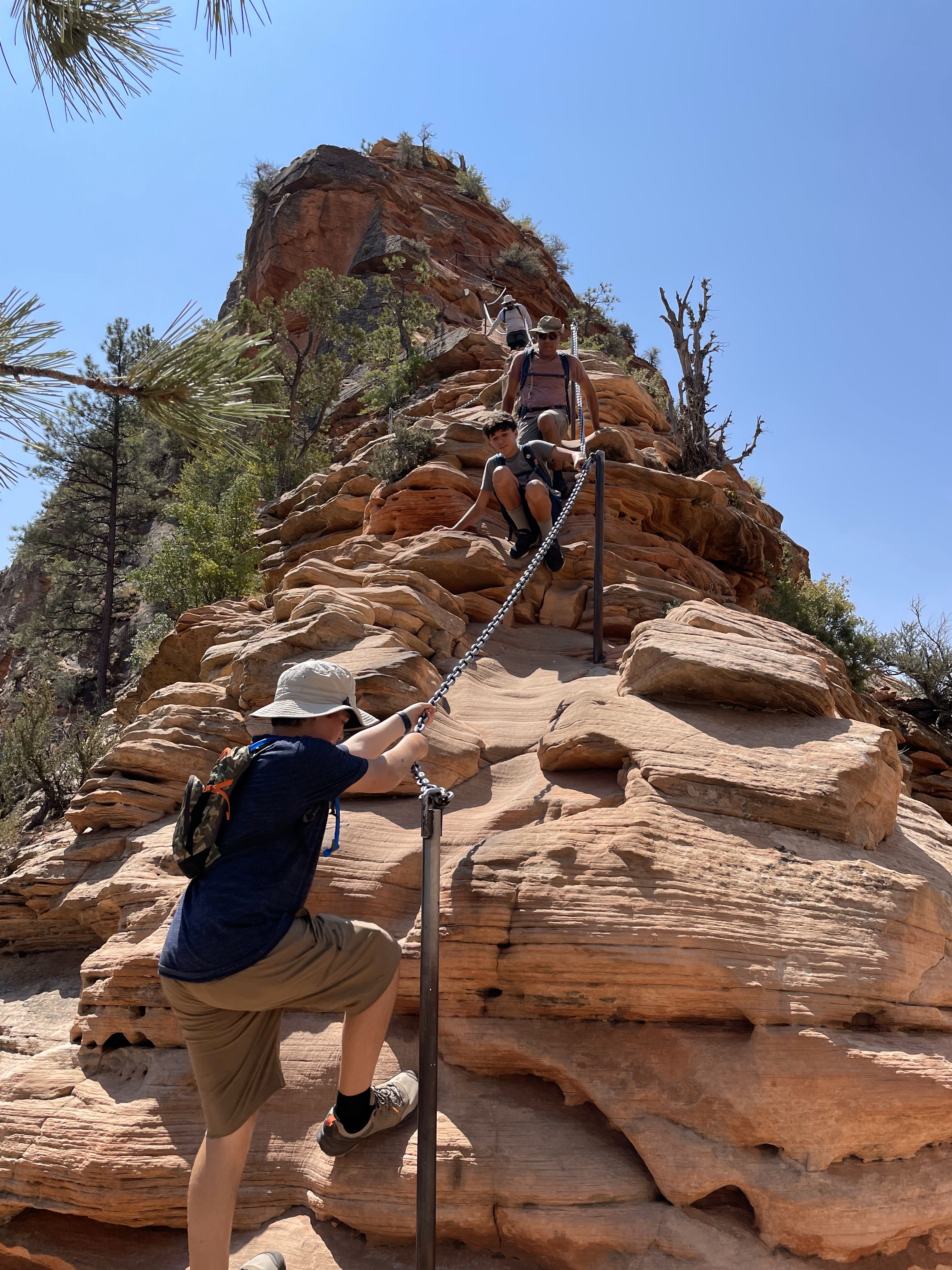 Downclimbing the chains