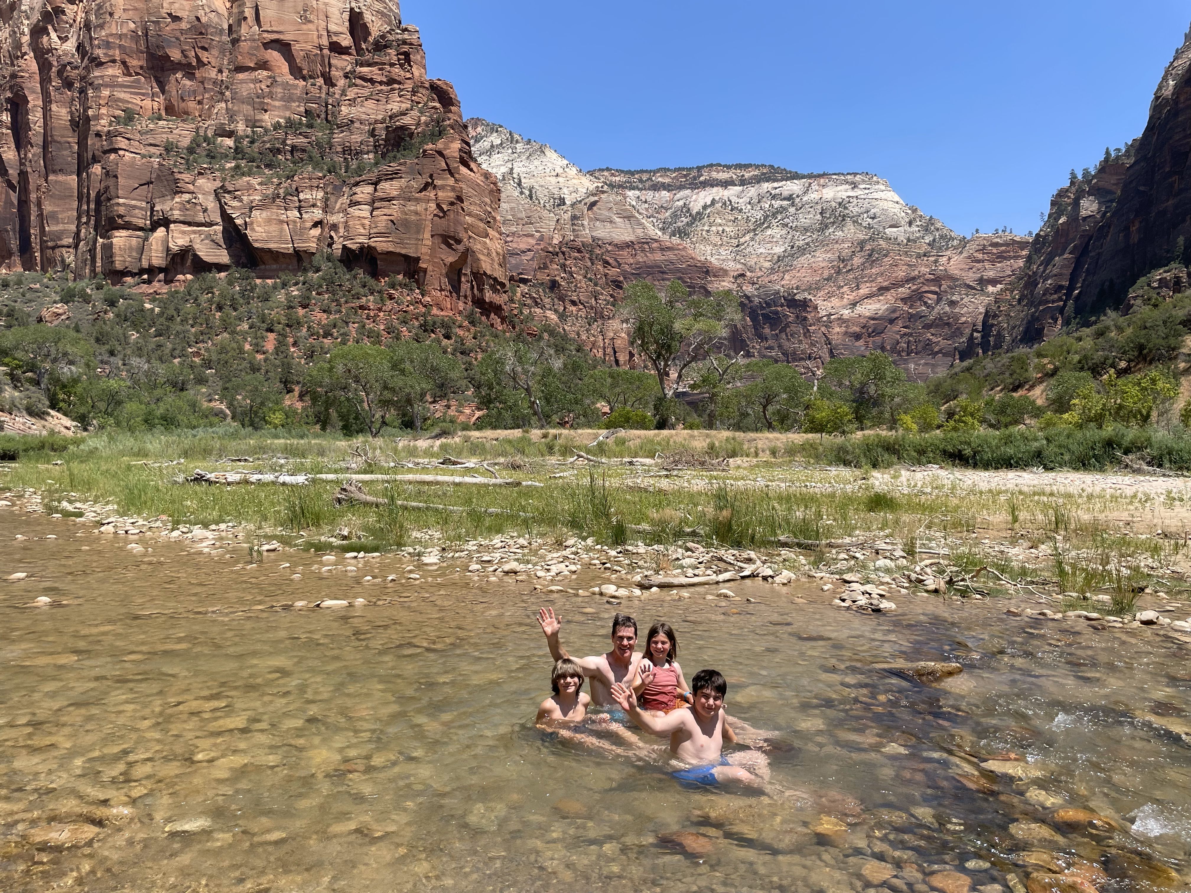 Soaking and cooling down after the climb