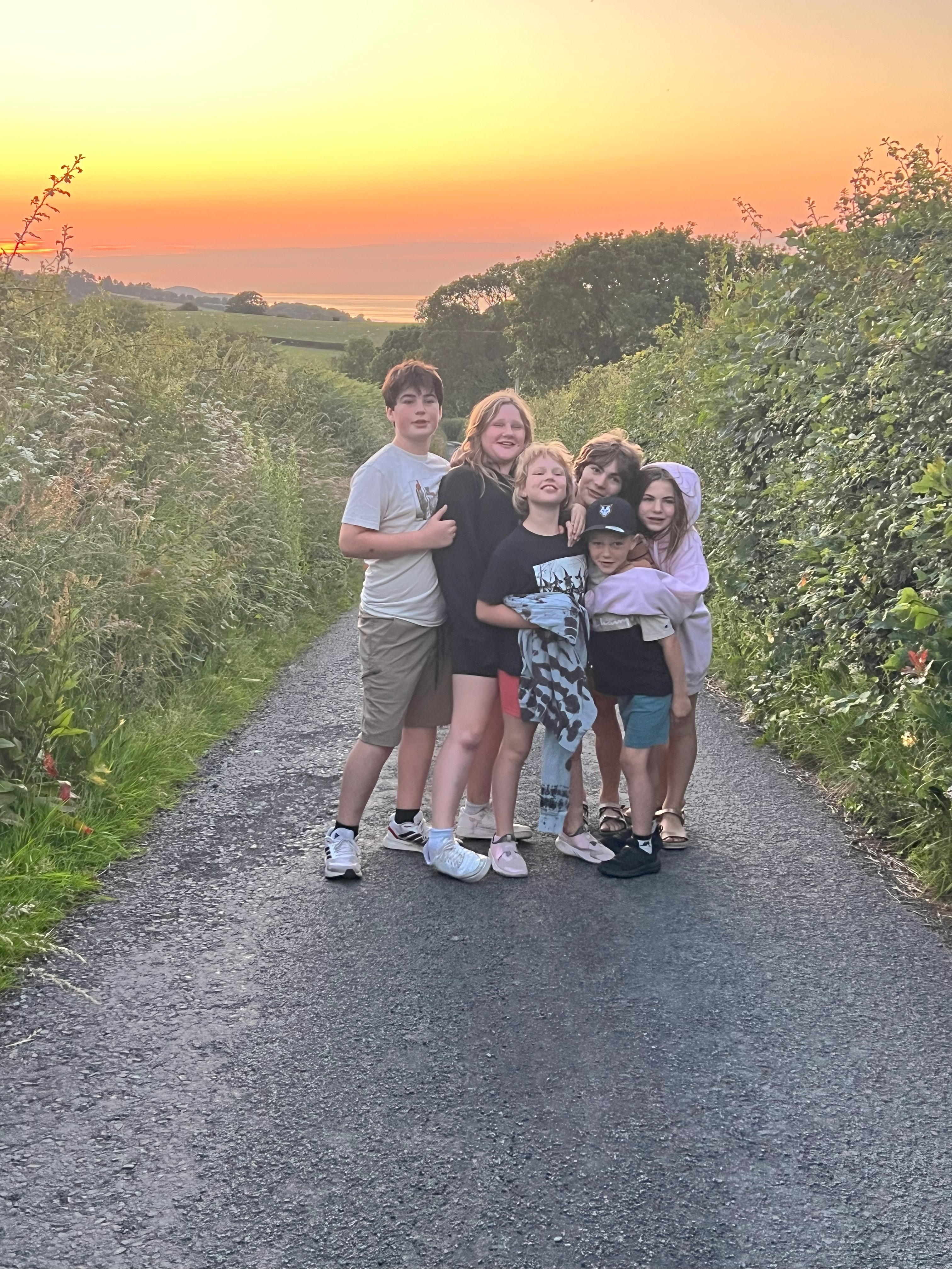 Kids walking back to farm